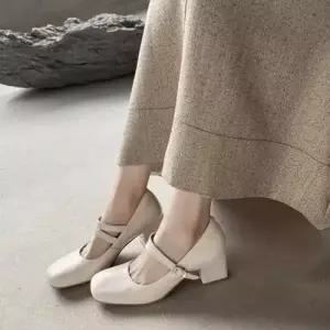 엘럽 여사친 빈티지 단화 일자 통굽 작은 스트랩 키높이 수제화 플랫 구두 메리제인 박템5