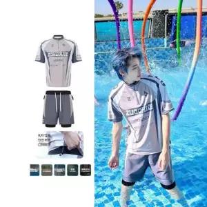 수피 여친 비치웨어 바캉스룩 분리형 수영복 세트 뉴트럴 스포츠 브라탑 반팔 자외선 차단 속건성 부상 방