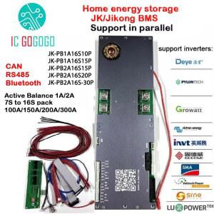 JK Jikong 병렬 BMS 배터리 보호 8S 200A RS485 인버터 스마트 보드 통신 밸런스 16S 48V 액티브 블루투스 CAN