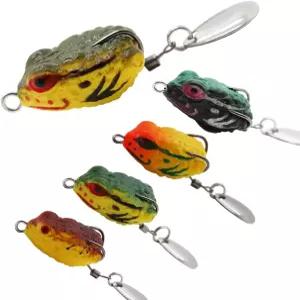 탑워터 개구리 루어 농어 낚시 키트 세트 현실적인 소품 부드러운 수영 미끼와 민물 소금물을 위한 잡초