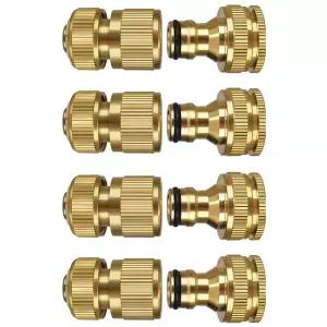 정원 호스 커넥터 솔리드 브래스 탭 1/2 인치 및 3/4 2-in-1 수도꼭지 퀵 커넥트 피팅