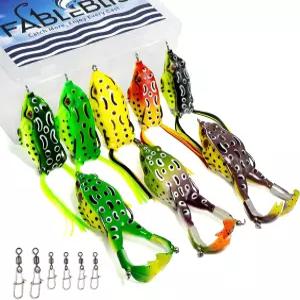탑워터 낚시는 농어를 위한 개구리 유인원 3가지 다양한 크기의 페이블리스 미끼 8개 인공 소프트 PVC