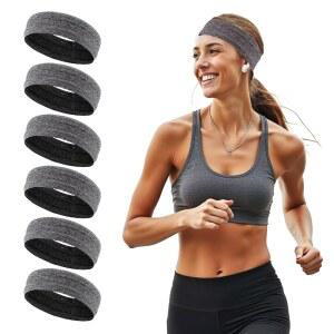 여성용 XNXA 운동용 스웨트 밴드 머리띠, 6팩 수분 흡수 달리기, 운동, 요가, 농구, 테니스, 미끄럼 방지 탄력 스포츠 헤어