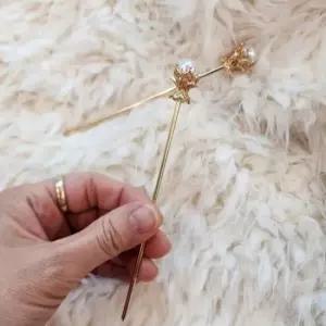 장신구 레트로 은색 금색 크리스탈 비녀 혼주 머리핀 뒤꽂이