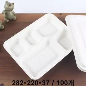 포자용기 돈가스 펄프 도시락 5칸 세트 100개