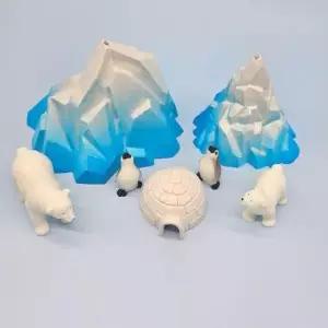 피규어 북극곰 빙산 펭귄 이글루 자동차 장식