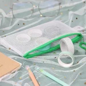 [주식회사 브이와이][JHP1OQP0_51IL]화이트 메쉬 파우치 비치백 S (29060100A)