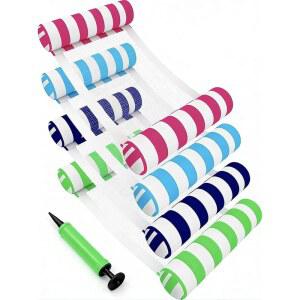 4팩 인플레이터블 풀 플로트 워터 해먹, 4-in-1 플로팅 패드 로우 수영 서클 라운지 의자, 여름 파티 및 해변 휴가용