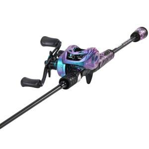 베이스 낚싯대 릴 콤보 하나, 컬러풀한 낚싯대, 회전 및 미끼 캐스팅 슈퍼폴리머 손잡이 포함