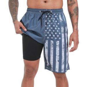 압축 라이너 9인치 스트레치 보드 반바지가 있는 FT 펜텡 남성 수영 트렁크 2인치 퀵 드라이 수영복 1벌