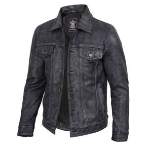 남성용 데크럼 가죽 재킷 - 리얼 램스킨 빈티지 트럭 운전사 남성