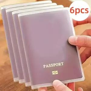 6pcs 여행 방수 투명 여권 커버 카드 소지자 PVC 홀더 파우치 ID 케이스 지갑 먼지 비즈니스 신용