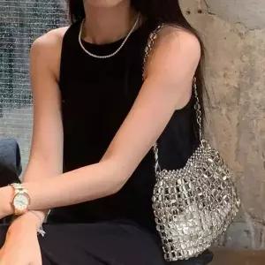 여성 메탈 네트 실버 미니 체인 숄더 백 캐주얼 가방 여성숄더백