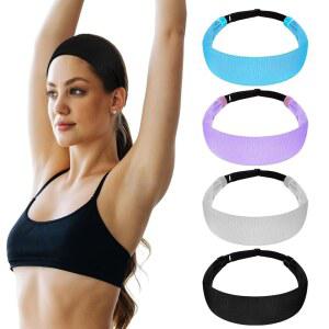 여자 스포츠용 조절 가능한 머리띠 4개 메쉬 운동용 스웨트밴드 비슬립 탄력
