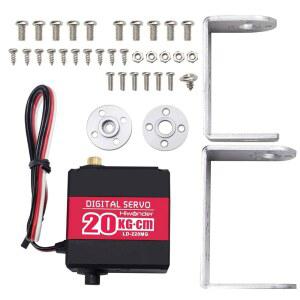25T 서보 혼, 듀얼 볼 베어링, 알루미늄 케이스, 금속 브래킷, 방수 기어 스티어링 디지털 서보를 갖춘 20KG RC 고토크 모터, 자동차 로봇 DIY, 제어 각도 180