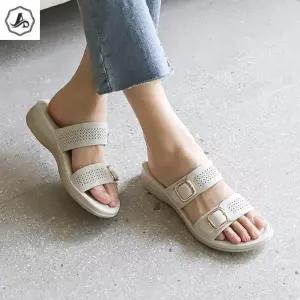 [애슬릿] 여름 슬리퍼 펀칭 스트랩 발 편한 엄마 웨지 힐 (37539148A)