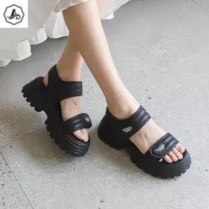 [애슬릿] 여성 샌들 큐빅 투 찍찍이 스트랩 통굽 여름 (37539477A)