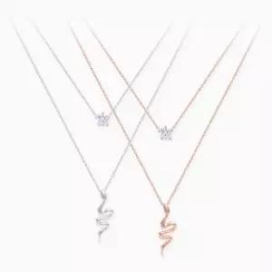 (실버) 스네이크 앤 큐빅 목걸이