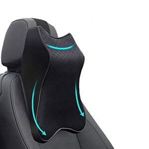 카시트 헤드레스트 넥레스트 쿠션, 넥 베개 100% 퓨어 메모리 폼 베개, 통기성 탈착식 커버, 편안한 인체공학적 및 목 14.17x11.8x3.9 (1팩, 블랙)