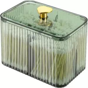 DASITON 아크릴 큐팁 홀더 뚜껑 세트가 있는 욕실 병 면봉 원형 패드 치실용 약병 디스펜서