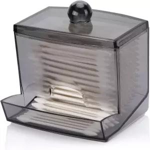 티베스트맥스 10온스 큐팁 홀더 디스펜서 대형 면봉 욕실 액세서리 보관용 정리함 블랙