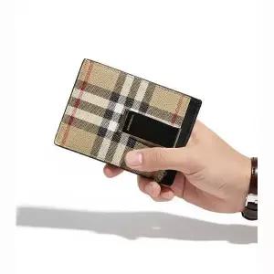 Reorder Check Money Clip Card Case (8069821) (빈티지 체크 머니 클립 카드 케이스)