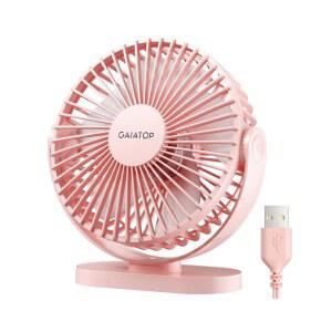 가이아탑 USB 책상 선풍기, 5.5인치 작고 조용한 강력한 3단 속도 90 회전, 개인용 미니 휴대용 데스크탑 테이블 홈 오피스 자동차 여행용 실내 핑크