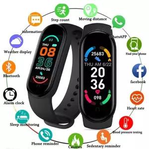 스마트워치 M6 플러스 스포츠 스마트 워치 심박수 혈압 모니터링 방수 팔찌 남성용 여성용 다기능 시계