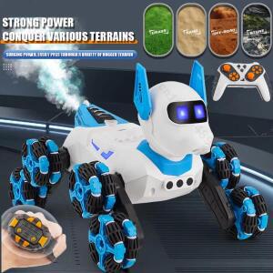 RC 로봇 강아지 팔각형 원격 조종 로봇 2.4G 360 드리프트 스턴트 제스처 인덕션 라이트 음악 스프레이 장