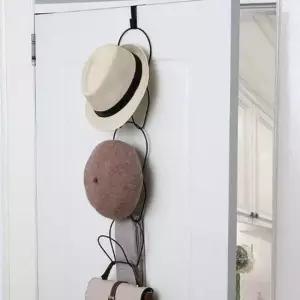 [JED] 모자 수납 5단 도어 블랙 행거 정리 멀티