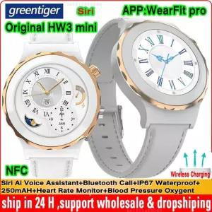 스마트워치 오리지널 HW3 미니 여성 스마트 워치 NFC 시리 Ai 음성 보조 블루투스 통화 무선 혈압 산소 모