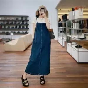 원피스 데님 멜빵 오버핏