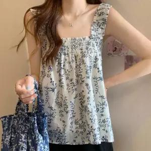 [라일리여성의류] Rly 플라워 여름 플레어 나시티 민소매 블라우스