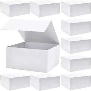 선물 생일 발렌타인데이 어버이날 크리스마스 기념일 포장용 접이식 뚜껑이 있는 흰색 대형 상자 10개