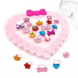 아동집게핀 리본 하트 보석 반지 병원 어린이집선물 16종세트