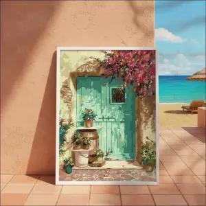 DIY 명화그리기 유화 키트 40x50cm 파란 대문 풍경 그림 인테리어 RLb1+2luJ