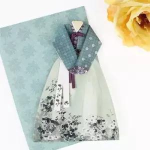 [문구] 명절 청초한 한복 카드 3P 설날 추석 연하장 편지지