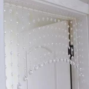 현관문용 레켈롤라 크리스탈 구슬 커튼 창문 방 칸막이 침실 커피하우스용 짧고 투명한 문 다이아몬드 모양