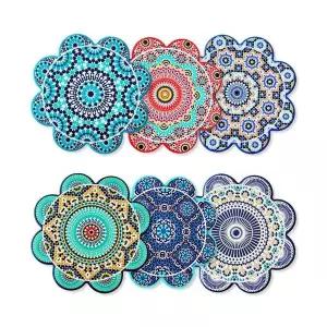 꽃모양 도자기 컵 받침 6종 세트 티