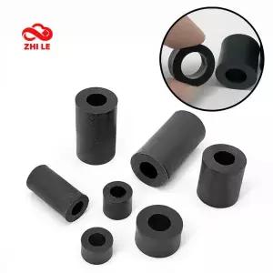 두꺼운고무판 패드 M6m65m8m85m10m12 검은색 고무 ABS 나일론 비 스페이서 원형 중공 스탠드 오프 휠 부싱