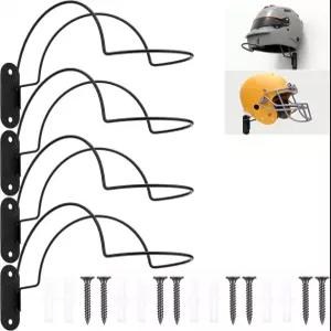 구시움 4개 벽걸이 헬멧 랙 오토바이 홀더 나사가 달린 대형 건설 승마 야구 럭비 세트 4