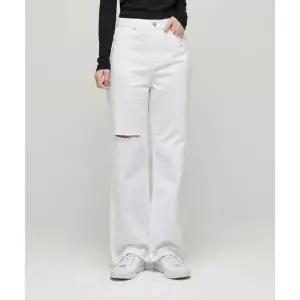 MUSINSA STANDARD WOMAN 우먼즈 슬래쉬 루즈 스트레이트 데님 팬츠 [화이트]