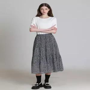 [오조크][오조크(OZOC)] 밴딩 플라워 티어드 스커트 (택가격 139000원)