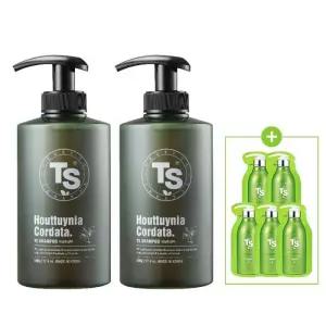 TS 어성초 샴푸 500g 2개 두피 케어 탈모 완화 샴푸 + TS샴푸 6g x 5개