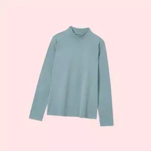 자주 JAJU 여 기모 터틀넥 티셔츠 상의 민트 블루 2508222196 4437064