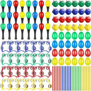 루크마 120개 마라카스 셰이커 악기 손목 밴드 벨 타악기 탬버린 심벌즈 플라스틱 캐스터네츠