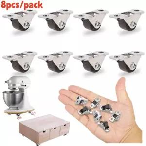 8pcs 다목적 자동 고무 캐스터 0.5 미니 방향 휠 가구 가전 제품 DIY 보관 상자 용 작은 선형