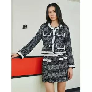 에고이스트 배색 콤비 트위드 미니 스커트 블랙 EP1WS261 721732