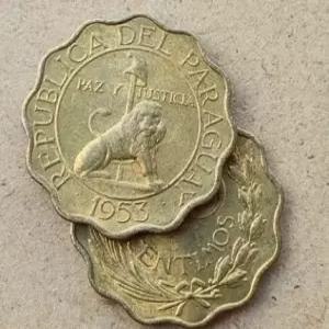 27mm 파라과이 1953 사자 에디션 UNC 구리 동전 원본 미사용 기념 컬렉션
