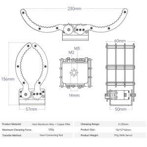 로봇 풀 메탈 웨이브 엣지 클램프 핸드 그리퍼 그래버 고 토크 암 교체